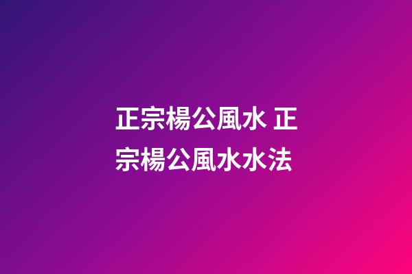 正宗楊公風水 正宗楊公風水水法